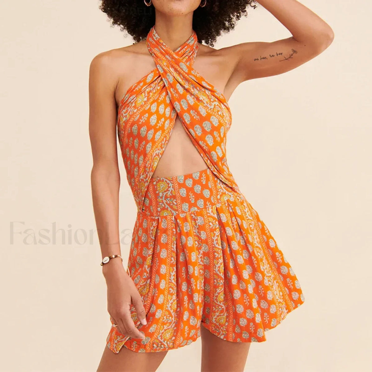 Bohemian Cross-Strap Floral Dress