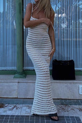 Hollow Out Knit Loose Dress Swim Cover Up