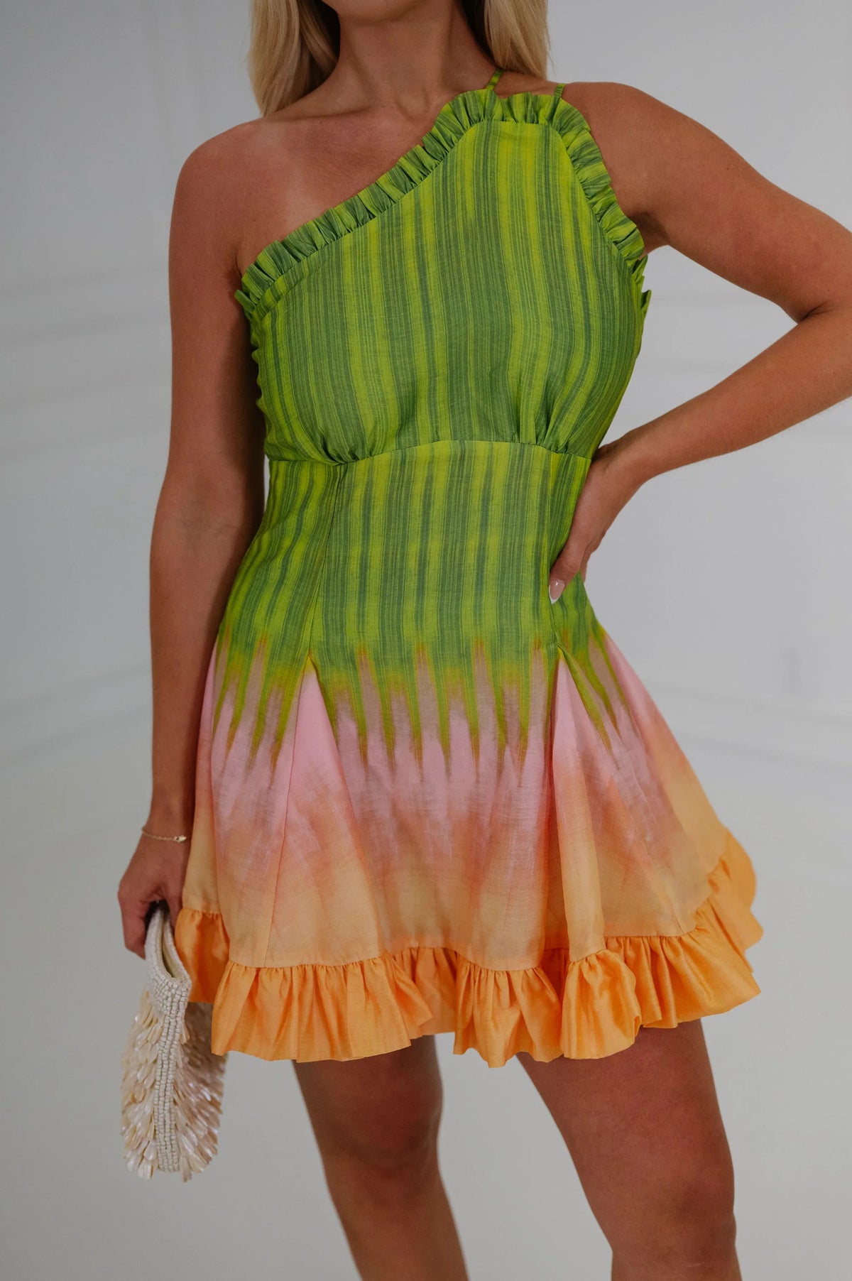 Sunset Glow Dress-Lime Multi