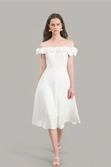 Satin Ruched Off-the-shoulder Cocktail Dress