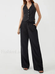 Pinstripe Charming Halter Vest