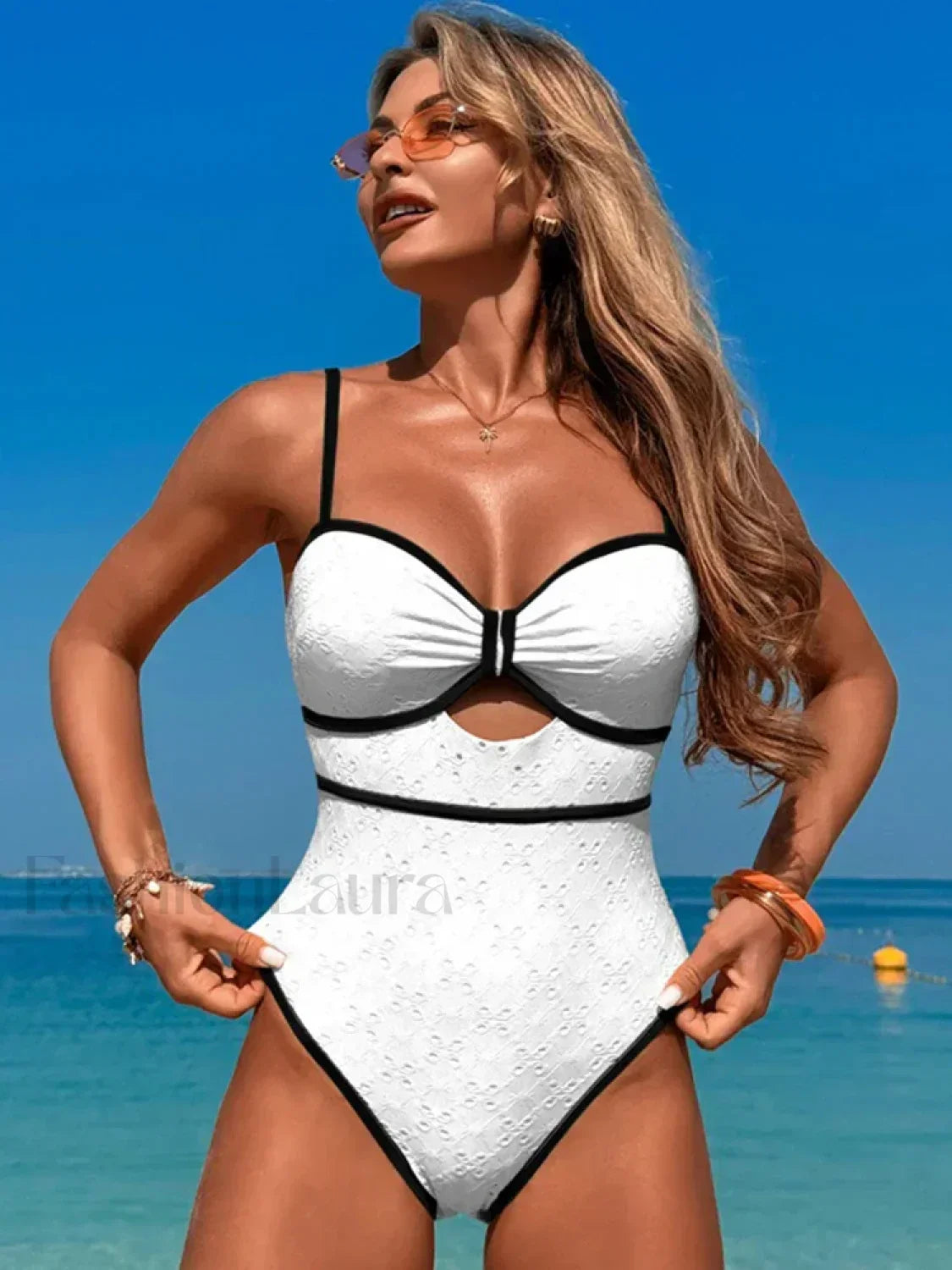 Hollow Out Slim Spliced One Piece