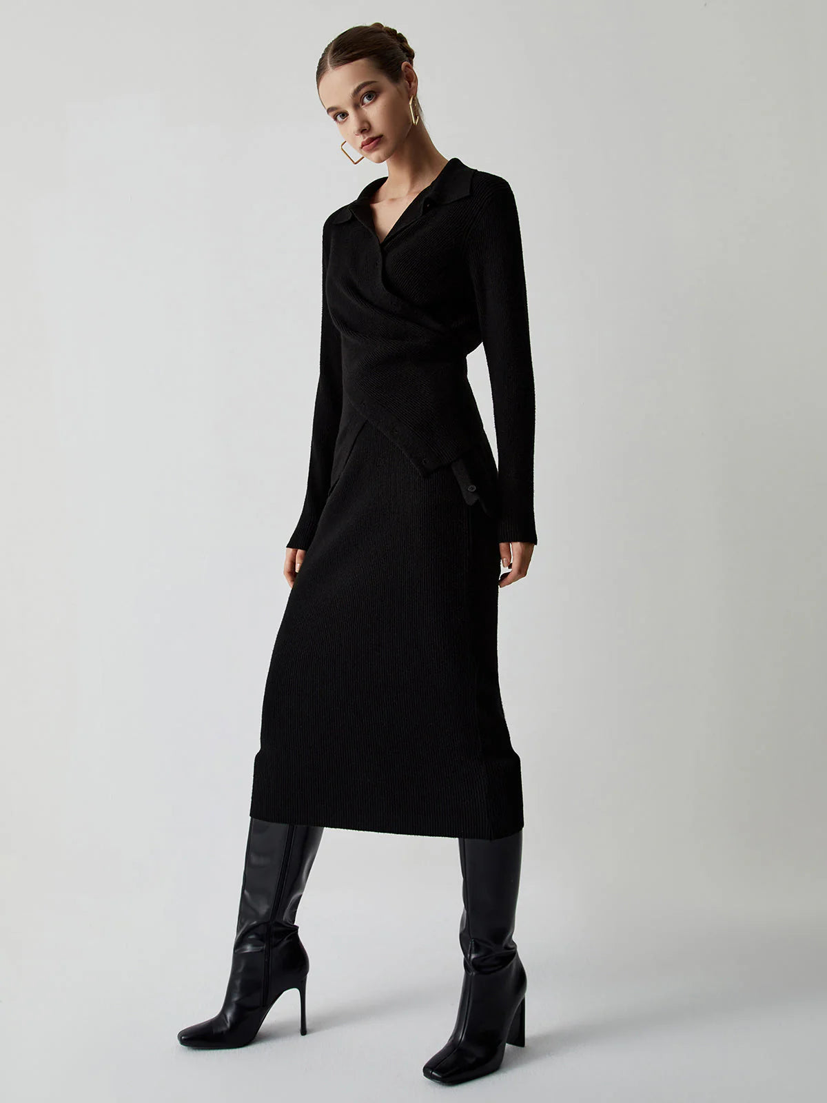 Wrap Knit Two Trendy Piece Skirt Set