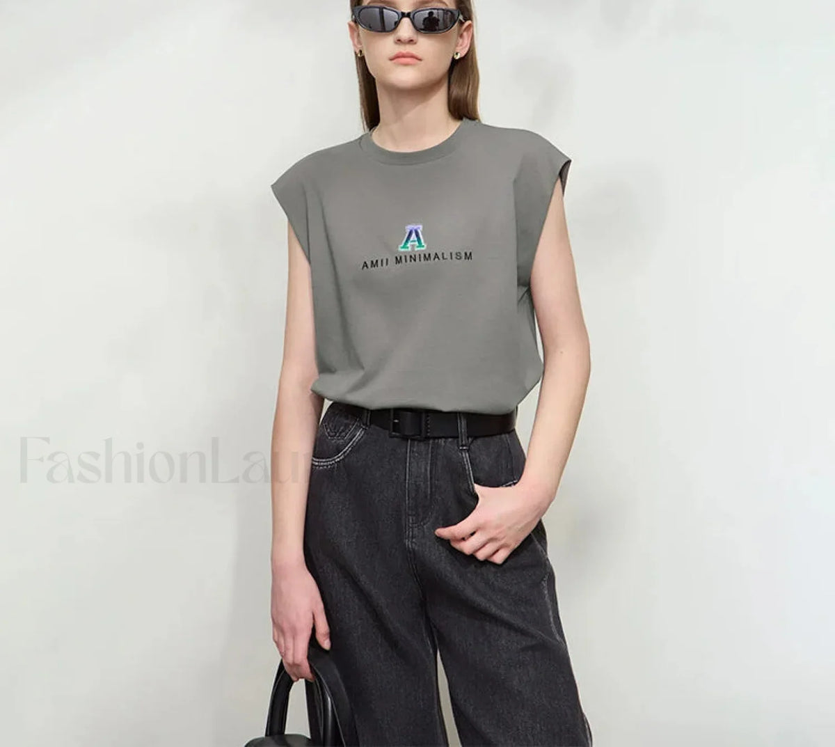Knitted Letter Embroidered Loose T-Shirt