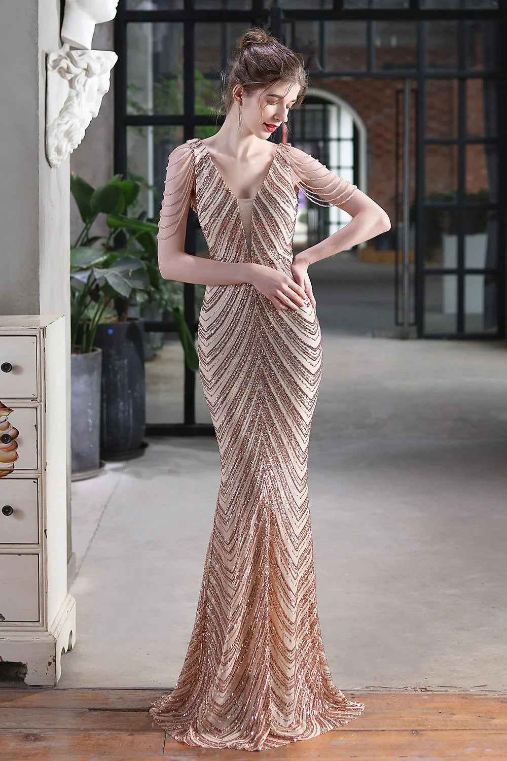 Elegant Sequin Mermaid Party Dress