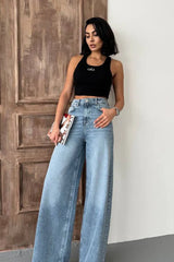 High Waist Straight Floor Jeans