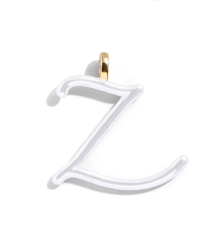 Custom Pure White Enamel Script Letter Charm - Z