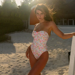 High Cut Floral Bandeau One Piece