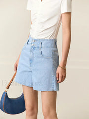 Minimalism Blue Loose Denim Short