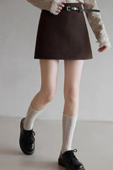Solid Tartan Textured Skirt