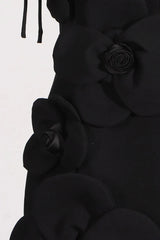 Floral Patchwork Strap Solid Sexy Slim Mini Dress