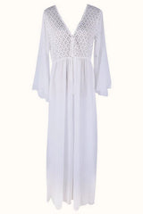Lace Cutout Bell Sleeve Boho Dress