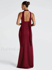 Scarf Split Deep V Maxi Dress