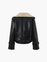 Too Blessed Sherpa Lined Modern Shearling Leather Flight Jacket