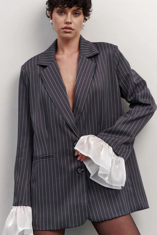 Vintage Striped Patchwork Blazer