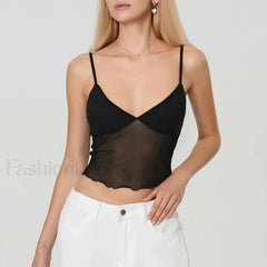 Tulle Spaghetti Strap Crop Top