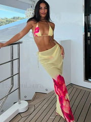 Beach Skirt Backless Three Piece Set