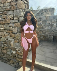 One-Shoulder Hollow Cover-Up Three Piece Set