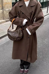 Double Breasted Relaxed Lapel Wool Overcoat