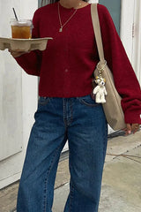 Cropped Knit Button Cardigan