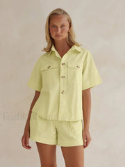 Summer Short Sleeve Pajama Shorts Two Piece Set