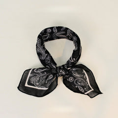 Paisley Faux Linen Square Hair Neck Sun Scarf