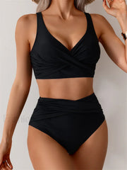 Front Cross High Waist Bikini Set