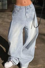 Washed Vintage Relaxed Wide Leg Jeans