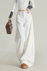 Wide Leg Flare High Waist Fleece Lined Jeans