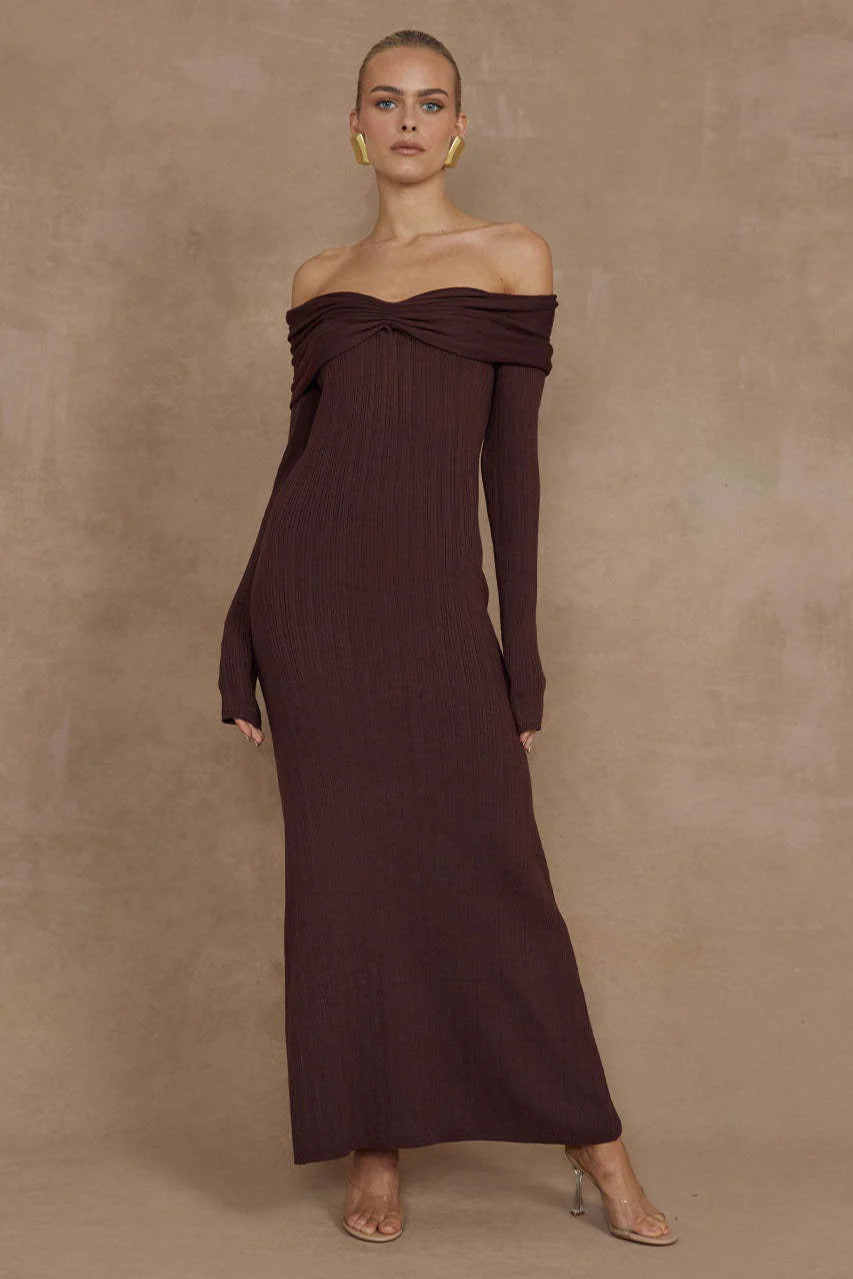 Elegant Off Shoulder Knit Sweater Dress