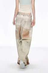 Tie Dye Baggy Wide Leg Denim Jeans