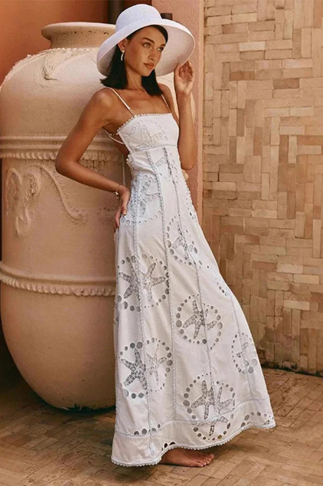 Backless Lace-Up Boho Dress