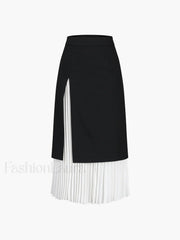 Two Tone Pleated Long Skirt