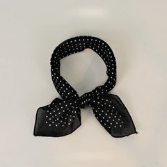 Polka Dot Faux Linen Square Hair Neck Sun Scarf