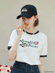 Retro Letter Creative Print Cotton T-Shirt