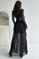 Elegant Ruffled Mermaid Maxi Dress