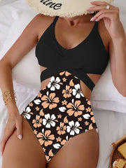 Flower Print Green One Piece