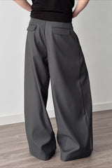 Casual 3D Pleat A-Line Wide Leg Pants
