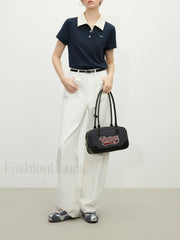 Retro Polo Collar Knitted Elegant T-Shirt