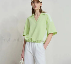 V-Neck Loose Short Sleeve Cotton T-Shirt