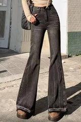 Slim Fit Elastic Bell Bottom Jeans