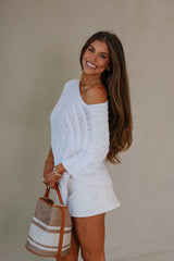 Bella Poncho Sweater-White