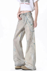 Tie-Dye Wide-Leg High Waist Jeans