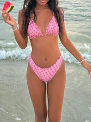 Y2k Ruffle Tie-Up Bikini Set
