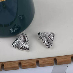 Feathered Ruched Triangle Earrings