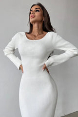 Solid Slim Convertible Backless Sweater Dress