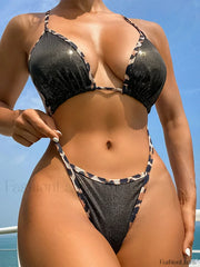 Shiny Splicing Cross Leopard One Piece