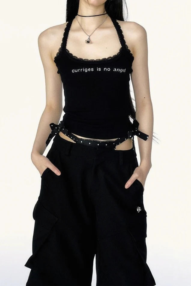 Sexy Spaghetti Strap Lace Up Corset Halter Top