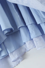 Romantic Blue Halter Jacquard Party Dress