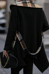 Plaid Patchwork Belted Wool Coat